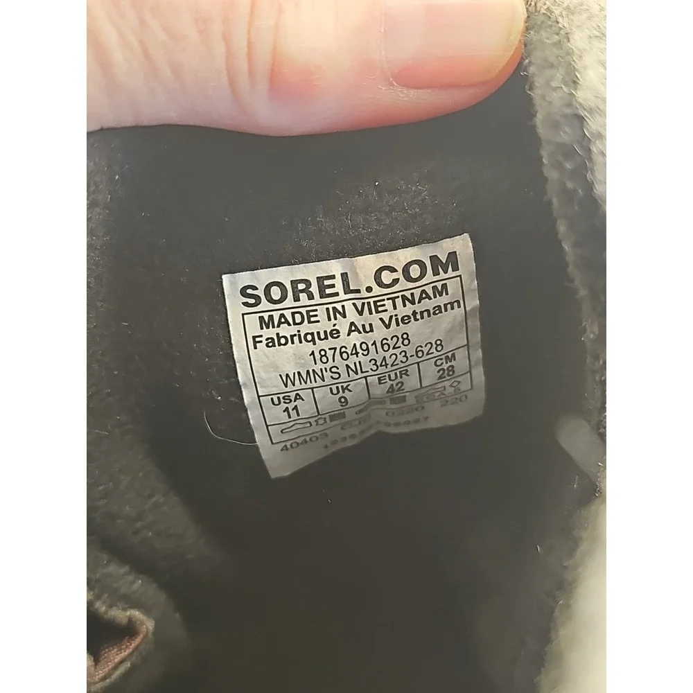 Sorel‎ Women's Explorer Joan Boots Size 11 Mauve Gray Fleece Leather Suede Lace